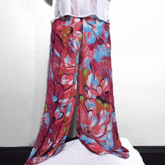 Pants - Bold Floral Palazzo Pants OSFM or S M see below